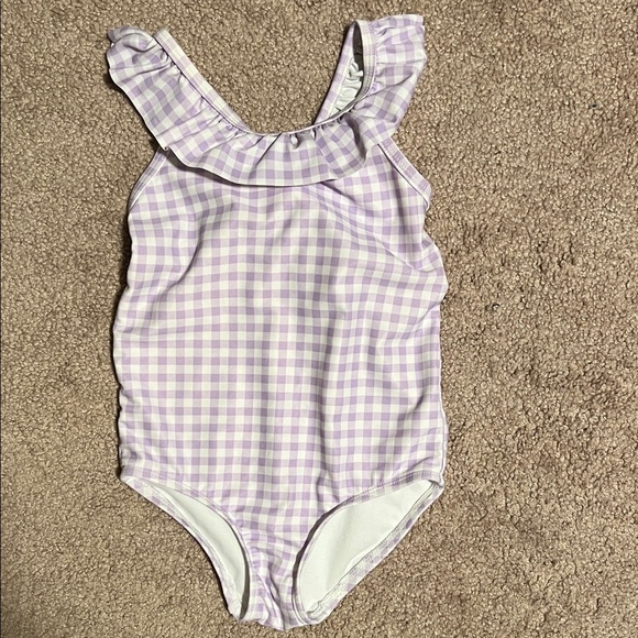 Carter’s Purple Gingham Ruffle Swimsuit - Picture 1 of 3